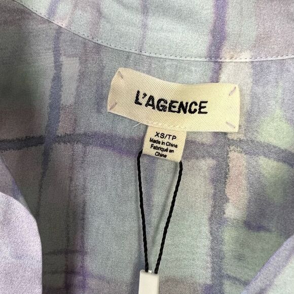 NWT L’AGENCE Holly Long Sleeve Button Down Silk Pastel Blouse XS - Picture 6 of 8